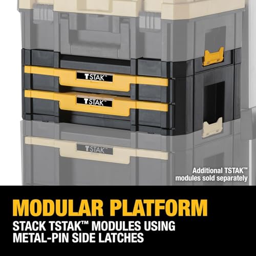 DEWALT TSTAK Tool Storage Organizer with Double Drawers, Holds Up to 16.5 lbs. (DWST17804) - size: 17.3 x 12.3 x 6.9 inches (Pack of 1)