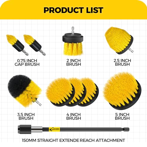 Holikme 10Pack Drill Brush Attachments Set，Power Scrubber Kit for Clean