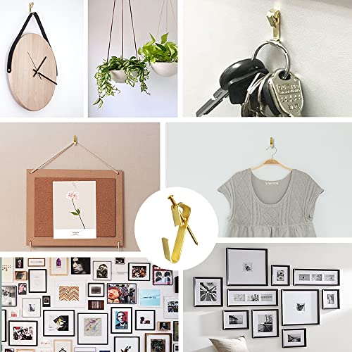50pcs Picture Hangers with Different Sizes, Heavy Duty 30-100lbs Picture Hanging Hooks with Nails, Wall Hangers,Picture Hooks,Professional Plaster Picture Hanging Kit for Wooden Wall or Drywall - size: Gold 30-100 lbs