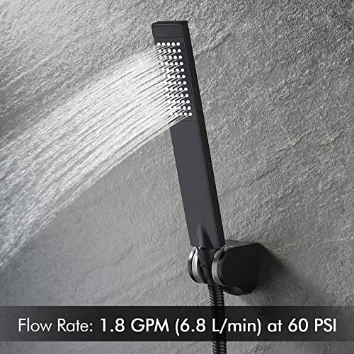 KES Brass Handheld Shower Head, Matte Black, Wall Mount, with Hose & Holder - color: Matte Black