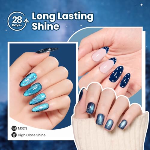 Beetles Blue Gel Nail Polish Set, 6 Colors Navy Teal Glitter Gel Polish - color: A - Mixed Finishes | Skyfall Fade