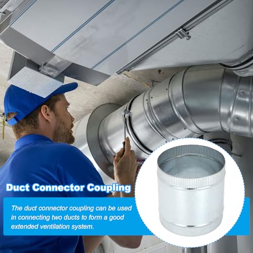 PATIKIL 7 Inch Duct Connector Coupling, 2 Pcs Galvanized Steel Straight Dryer Vent Coupler Flexible Ducting Collar Connector Round Crimped Ventilation Duct Extension for HVAC System Pipe - size: 7 Inch