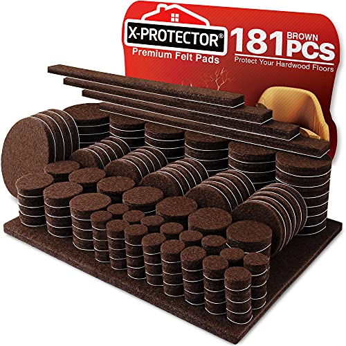 Felt Furniture Pads X-PROTECTOR 181 PCS Premium Furniture Pads - Felt Pads - size: 181 PCS Brown, Round & Square