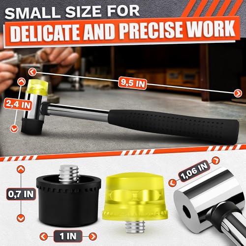 1" 25mm Non Marring Rubber Mallet Hammer, Small Double Faced Craft Head