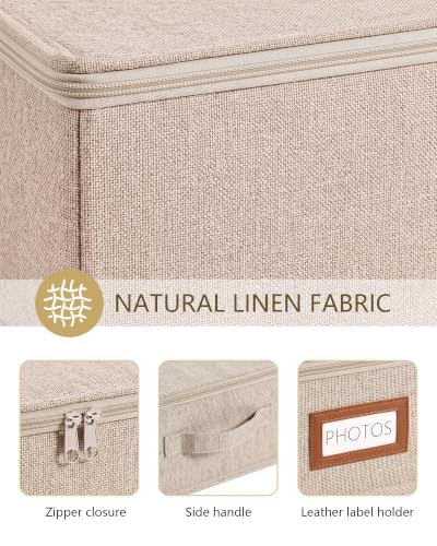 HULISEN Photo Storage Box, Photo Organizer for 2000 4x6 Pictures, Brown - color: Brown