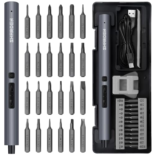 SHARDEN 29 IN 1 Mini Electric Screwdriver,Small Electric Screw Driver(Grey) - color: Grey