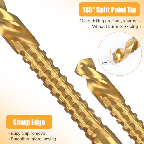6PcsTitanium Coated HSS Twist Drill Bits 3-8mm Side Cutting Drill Bit
