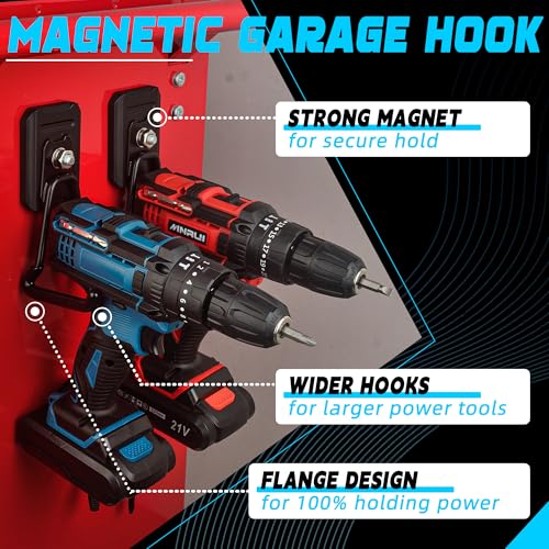 Heavy Duty Magnetic Hook, Large Utility Storage Magnetic Garage Hooks, Strong Magnet Hooks for Hanging Power Tool Hose Drill Metal Cart in Garden Workshop Kitchen (4Pack) - style: 2.24 INCH*3.07 INCH 4 PACK PRO