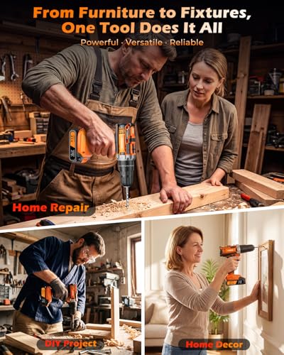 21V Cordless Drill Set with Toolbox & All-in-One Tool Kit