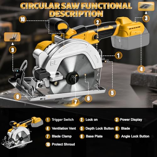 5-1/2 Inch Cordless Circular Saw for Dewalt 20V Battery