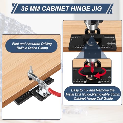 Cabinet Hinge Jig, 35mm Metal Concealed Hinge Jig with Dust Vacuum Adapter