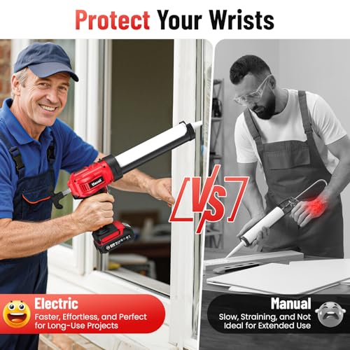 Electric Caulking Gun, Cordless Caulk Gun with 2x 2.0Ah Batteries - color: Red