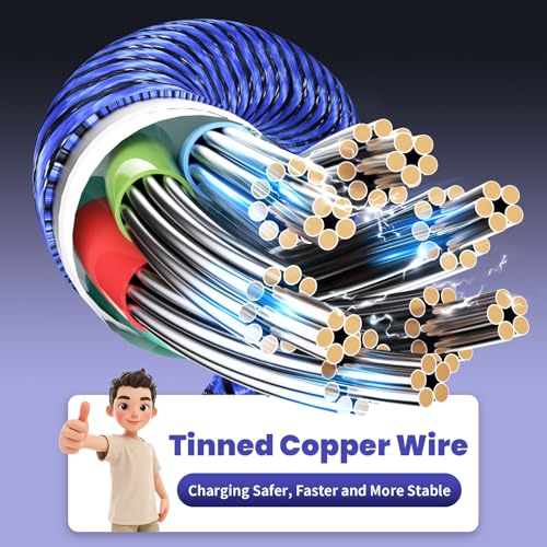 4 IN 2 Multi Charging Cable with 3 USB-C/iWatch Charger, Travel Essentials - color: Purple, size: 2Pack 5FT