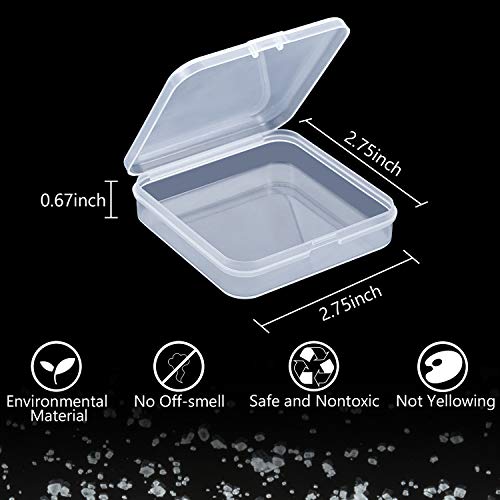 SATINIOR 24 Packs Small Clear Plastic Beads Storage Containers Box with Hinged Lid for Storage of Small Items, Crafts, Jewelry, Hardware(2.8 x 2.8 x 0.67 in) - size: 2.8 x 2.8 x 0.7 in