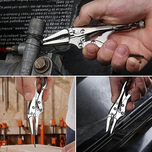 WORKPRO 4-1/2 inch Mini Long Nose Locking Pliers - size: 4-1/2"