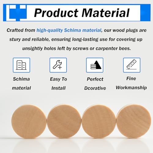 smseace 150Pcs 4-Sizes Wood Plugs 3/16" 5/16"，3/8"，1/2" Wooden Hole Plugs for Holes in Furniture/Table and Chair Legs/Cabinet Reserved Holes/Outdoor Equipment Wood Plugs Assortment Kit - style: Round Wood Plugs
