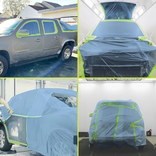 Tangibay Pre-Taped Masking Film for Painting - 44" x 66' Painters Plastic Sheeting with Automotive Paint Tape and Drape for Covering Cars, Walls, Windows and Furniture Protection (2 Rolls) - size: 2 Rolls: 44"
