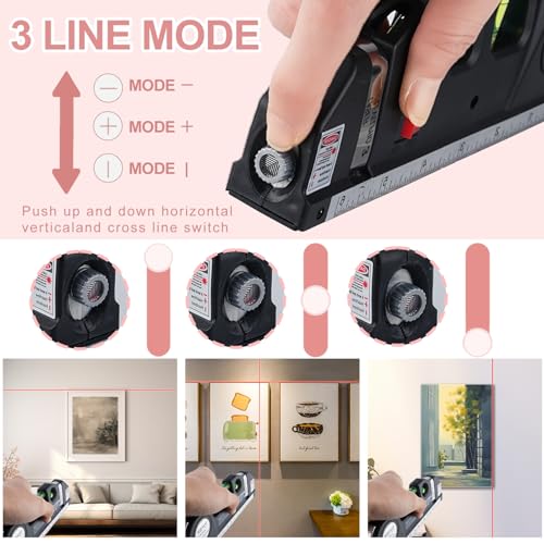 Picture Hanging Kit Tool, 352pcs Hanging Hardware with Heavy Duty Frame Hooks, Wire, Nails, D Rings, Photo Sawtooth Hangers, Wall Art Hanging Kit with Laser Level, Pink Claw Hammer
