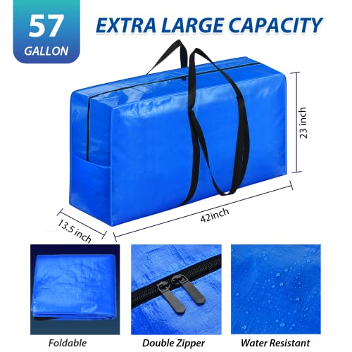 Extra Large Storage Bags, 57 Gallon XXL Jumbo Large Moving Bags Heavy Duty - color: Blue - 1 PACK, size: 42" X 23" X 13.5"