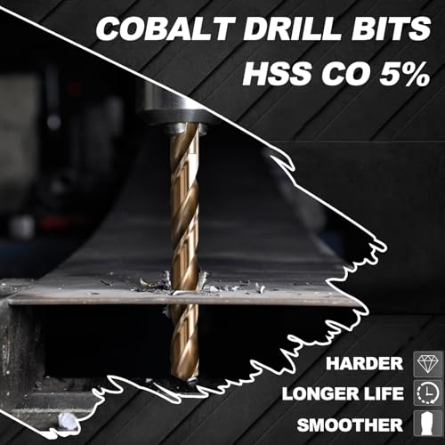 Hex Shank Cobalt Drill Bit Set for Metal & Steel,16Pcs 1/16-3/8 - size: 16pcs 1/16-3/8