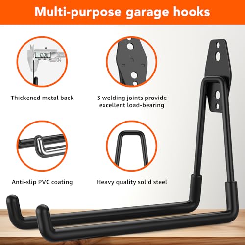 42-Pack Heavy Duty Wall Mount Garage Hooks - color: 42 Pack Black