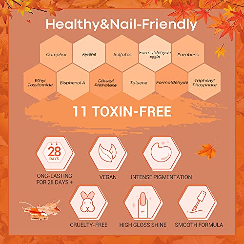 modelones 20 Colors Gel Nail Polish Kit, Fall Winter Gel Polish Set Soak Off Nail Polish Kit with Glitter, Glossy and Matte Top Base Coat DIY Manicure at Home - color: A Cozy Campfire