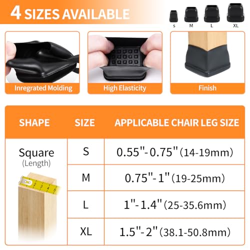 Ezprotekt 24Pcs Chair Sliders for Carpet, Square Chair Glides for Carpet - size: S-Black