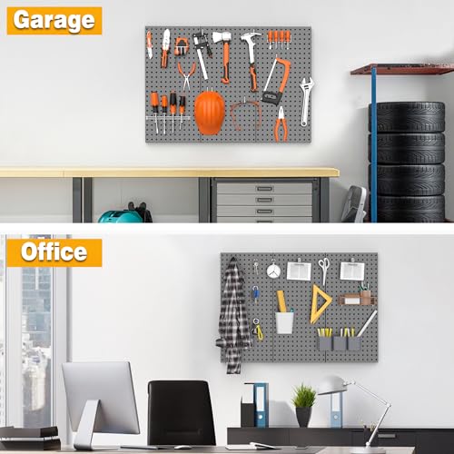 Pegboard Smith Metal Pegboard Panels 12" x 24", 3 Pack Black Wall Mounted Tool Organizer Boards, Heavy Duty Tool Storage Peg Board for Garage, Workbench, Office, Fits 1/4" Peg Hooks - style: 3 Pack Black Panels