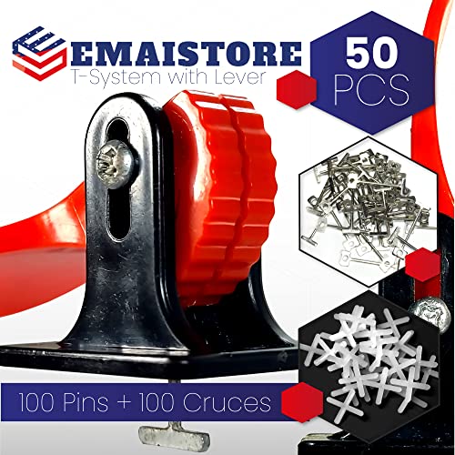 Reusable Tile Leveling System Kit – 50 Adjustable Tile Levelers with Replaceable Steel T-Pins, 100pcs 2mm & 100pcs 3mm Tile Spacers, Professional Tile Installation Tool Set for Walls & Floors