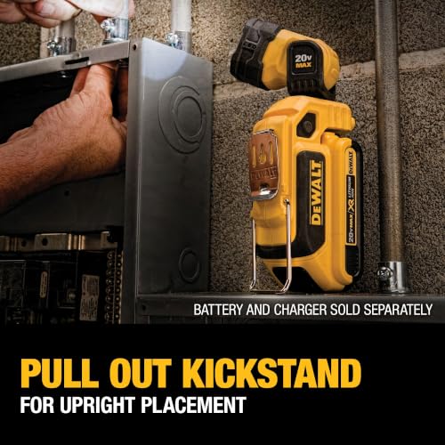 DEWALT 20V MAX LED Work Light Rechargeable, LED Flashlight, Magnetic Flashlight, Freestanding and Clip-On Light, 360 degree pivoting Head, Tool Only (DCL044)