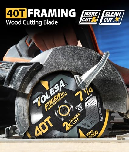 TOLESA 7-1/4 Circular Saw Blades, 40T for Woodworking, 3-Pack - size: 7-1/4'', style: 40T
