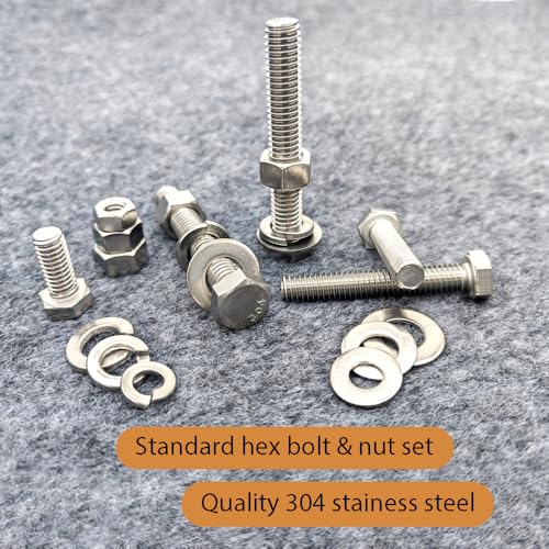 304 SS Hex Head Nuts Bolts Assortment Kit 1/4-20 5/16-18 3/8-16 - size: M6/M8/M10