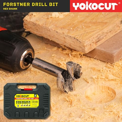 Forstner Bit Set 8Pcs Hex Shank, Wood Drill Bits Set with Multi Sided Shank, Forstner Bits for Woodworking - style: 8PCS Forstner Bits Set