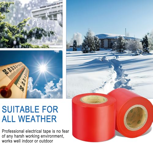 Electrical Tape Red, 2 in X 33FT, UL Approved Industrial Grade Waterproof High Temperature Electrical Tape, Multipurpose Insulating Wire Wrapping (2 Packs) - color: Red