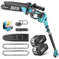 SEESII 2-in-1 Electric Pole Saws 8 Inch for Tree Trimming, Brushless Motor - color: Deep Blue