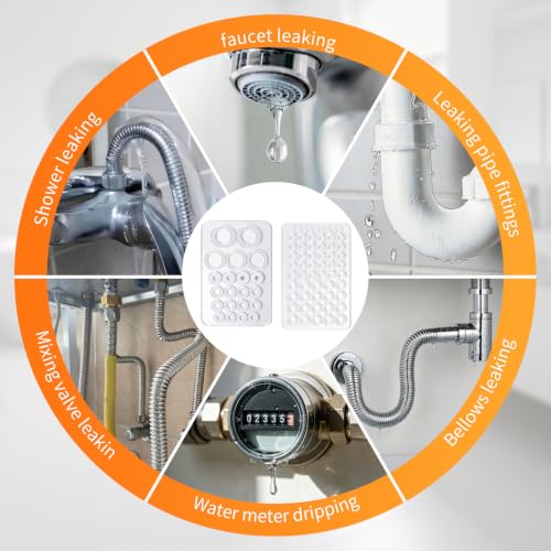 5PCS Plumbing Tools Set & Basin Wrench for Kitchen/Toilet tight spaces | Under Sink Wrench Faucet Tool with 80pcs Water Hose Gasket Washers