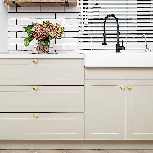 Ravinte Brushed Brass Solid Knobs Gold Kitchen Cabinet Pull,5 Pack,Square-1 - style: Traditional