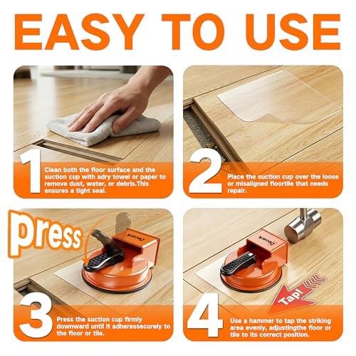 Floor Gap Fixer Tool Suction Cup Gap Puller with 2 Reusable Sticky Pads, Heavy Duty Repair Tool, Laminate Flooring Tools, Vinyl Floor Repair Kit, Gap Tool