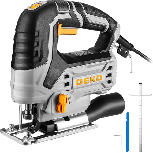 Jig Saw Corded: DEKOPRO Electric Jigsaw Tool Power Jig Saws for Woodworking, Wood Cutter Hand Tool with 6 Variable Speed, 4 Orbital Settings, ±45° Bevel Cutting, Tool-less Blade Quick Release