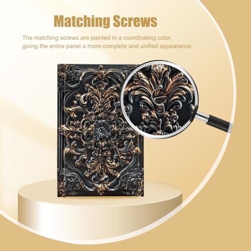 Decorative Light Switch Plate Covers Black Gold Flower Elegant 3D Floral Embossed 1 Gang No Device Single Blank Outlet Covers Wall Plate Light Switch Cover Plate for Bedroom Home Decor - color: Black Gold 01, size: No Blank 1-Gang/ 5 x 3 IN