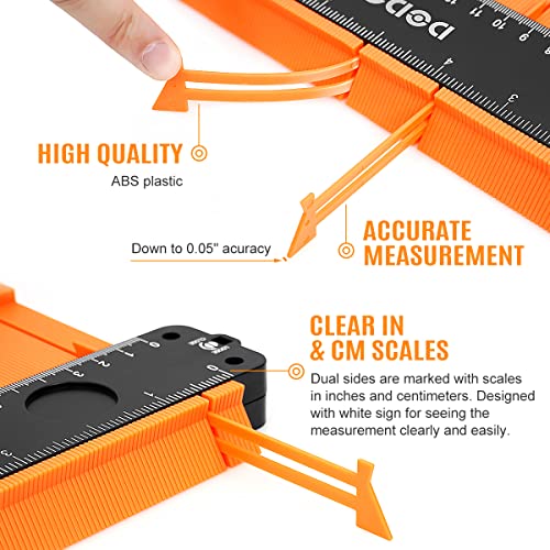 DODOWIN 10 Inch Contour Gauge with Lock, Gifts for Men, Dad and Husband - color: Orange-10 In.