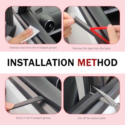 13Ft Car Door Rubber Seal Strip, V-Shape Self-Adhesive Seal Strip Soundproof Window Trim Molding, Car Window Weather Stripping Universal for sedan Truck SUV(Black)