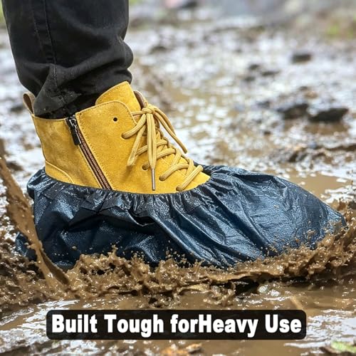 Heavy Duty Shoe Covers Disposable,Waterproof Boot Covers,100 Pack, 3.2oz Thick Non-Slip,One Size Fits Most for Indoor & Outdoor