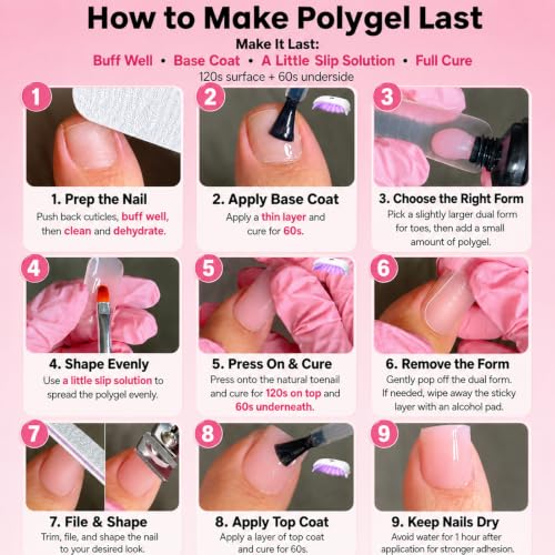 GlimightyX Polygel Toenail Starter Kit with Everything UV Light,Full Set - color: 02- 3 Colors Complete Starter Polygel Toenail Kit