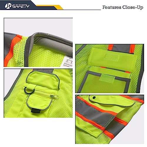 JKSafety Hi Vis Safety Vest for Men Women Cushioned Collar JK101 Yellow M - color: Jk101-yellow, size: Medium
