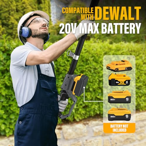 Pole Hedge Trimmer Cordless Compatible with Dewalt 20V MAX (Tool Only) - color: Black