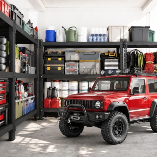 67" W Heavy Duty Garage Shelving, 6000 LBS Metal Storage Shelves with Anti-Fall Rails, 3-Tier Adjustable Storage Rack for Garage, Warehouse, Basement