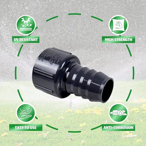 1" Barbed Insert x 1" Female NPT Threaded PVC Adapter-Barbed Hose Connector-Adapter Connects Flexible Pipe-Sch 40, Gray - size: 1" Barbed Insert x 1" FNPT, style: Adapter