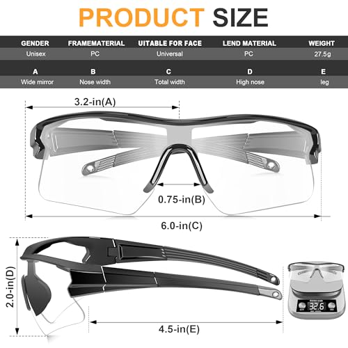 Safety Glasses for Men, Anti Scratch & UV Protection Work Glasses - color: 6 Pack Clear