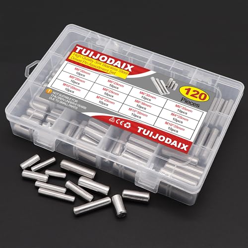 120Pcs 12 Kinds M6 M8 M10 304 Stainless Steel Dowel Pin Cylindrical Shelf Support Peg Pin Rod Fasten Elements Assortment Kit - size: M6/M8/M10
